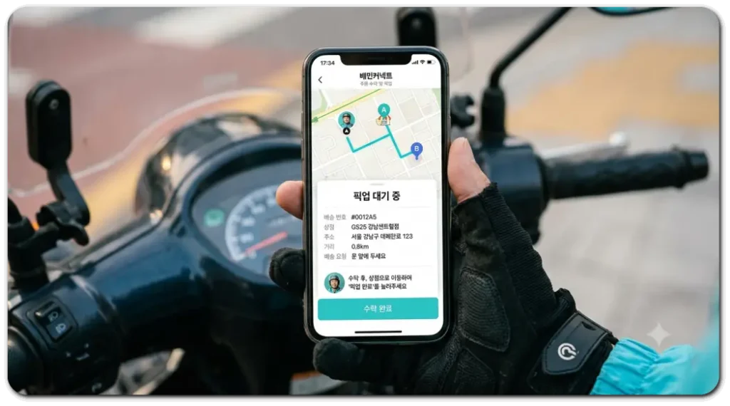 배민-라이더가-픽업대기중-화면을보고있다