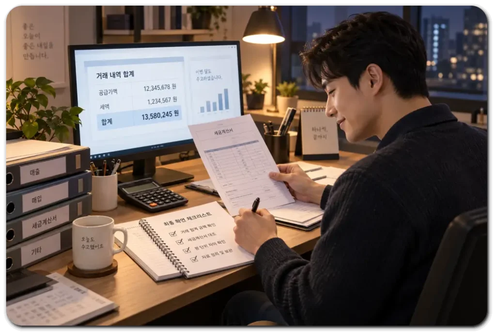 거래-합계와-세금계산서-최종-점검