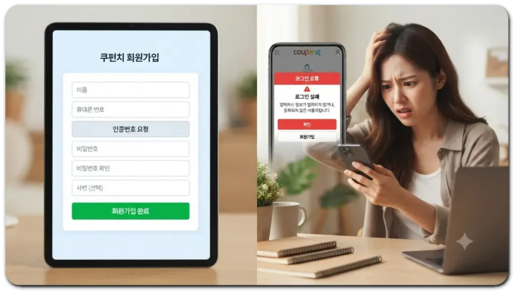 쿠펀치-가입중-계속해서-오류가-뜸