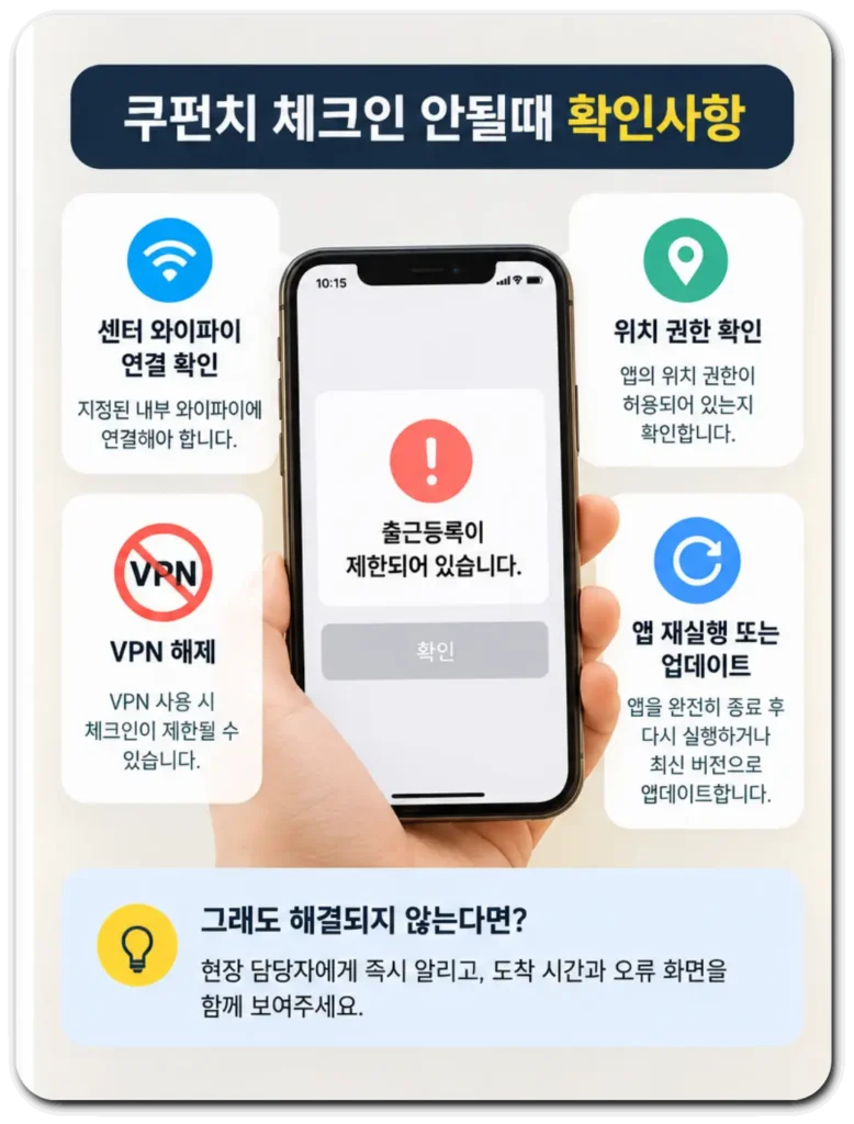 쿠펀치 체크인 안내와 해결법